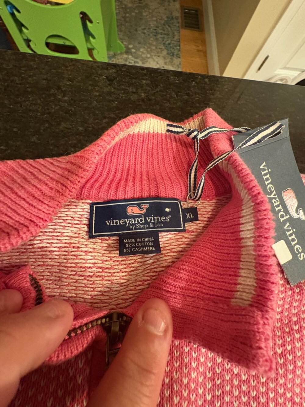 Vineyard Vines - Cashmere Blend Pinkberry 1/4 Zip Sweater - Picture 3 of 5